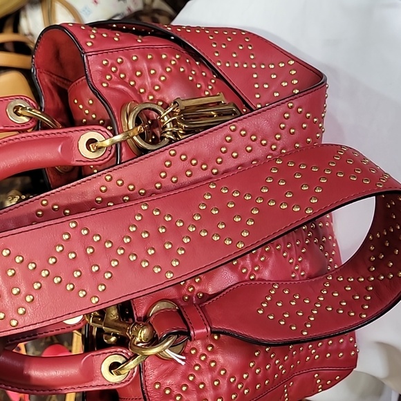 CHRISTIAN DIOR Lady Medium Studs Handbag Shoulder Bag Leather - Picture 10 of 16